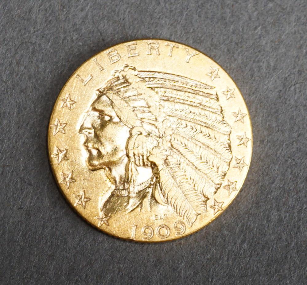 U.S. INDIAN HEAD 1909 $5 GOLD
