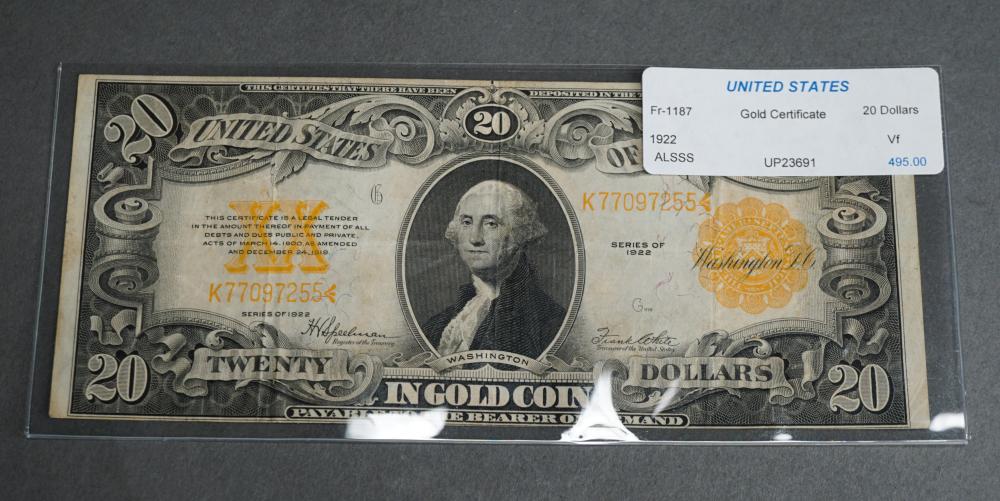 U.S. LARGE SIZE SERIES 1922 $20
