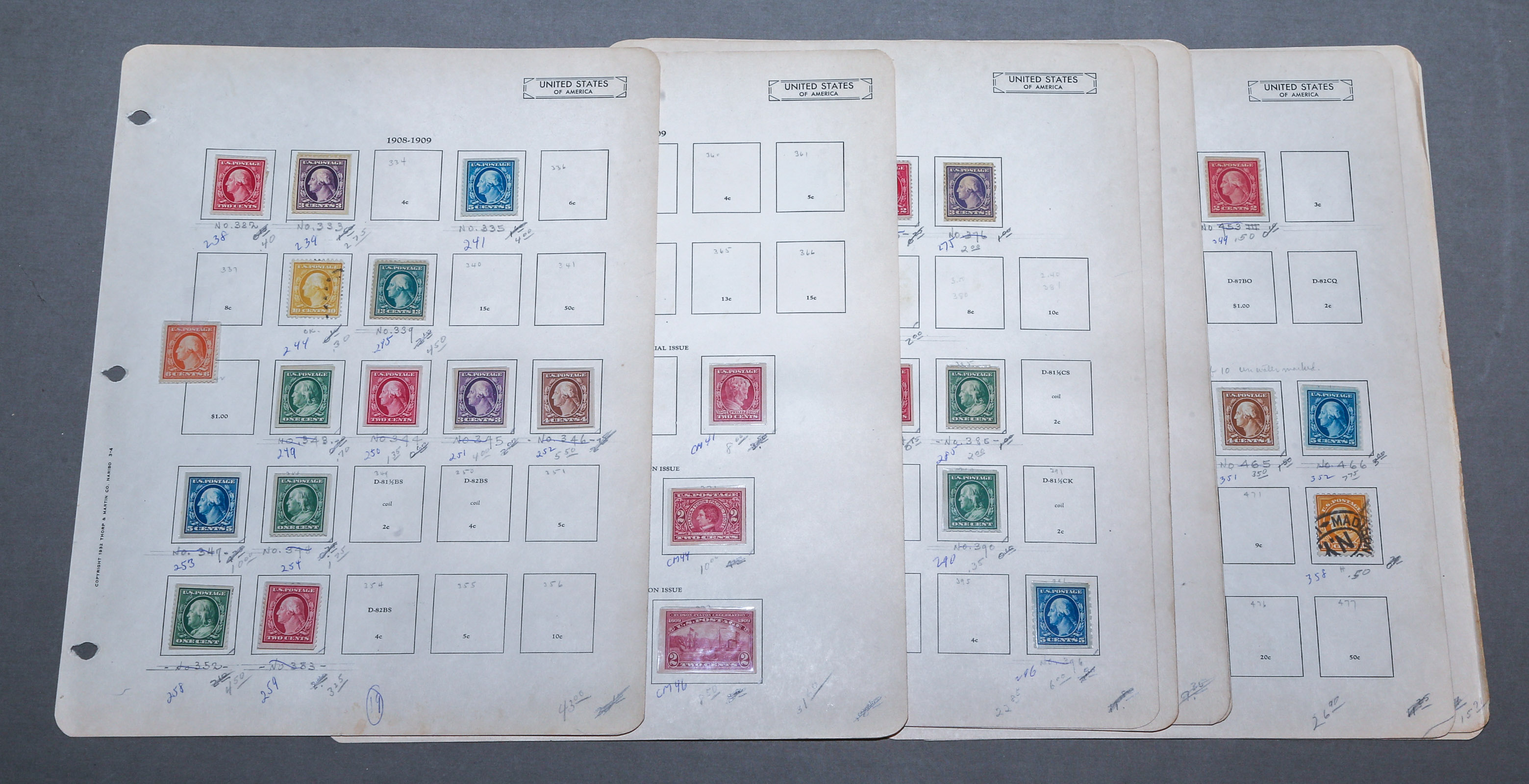 U.S. POSTAGE STAMPS, 1908-'20