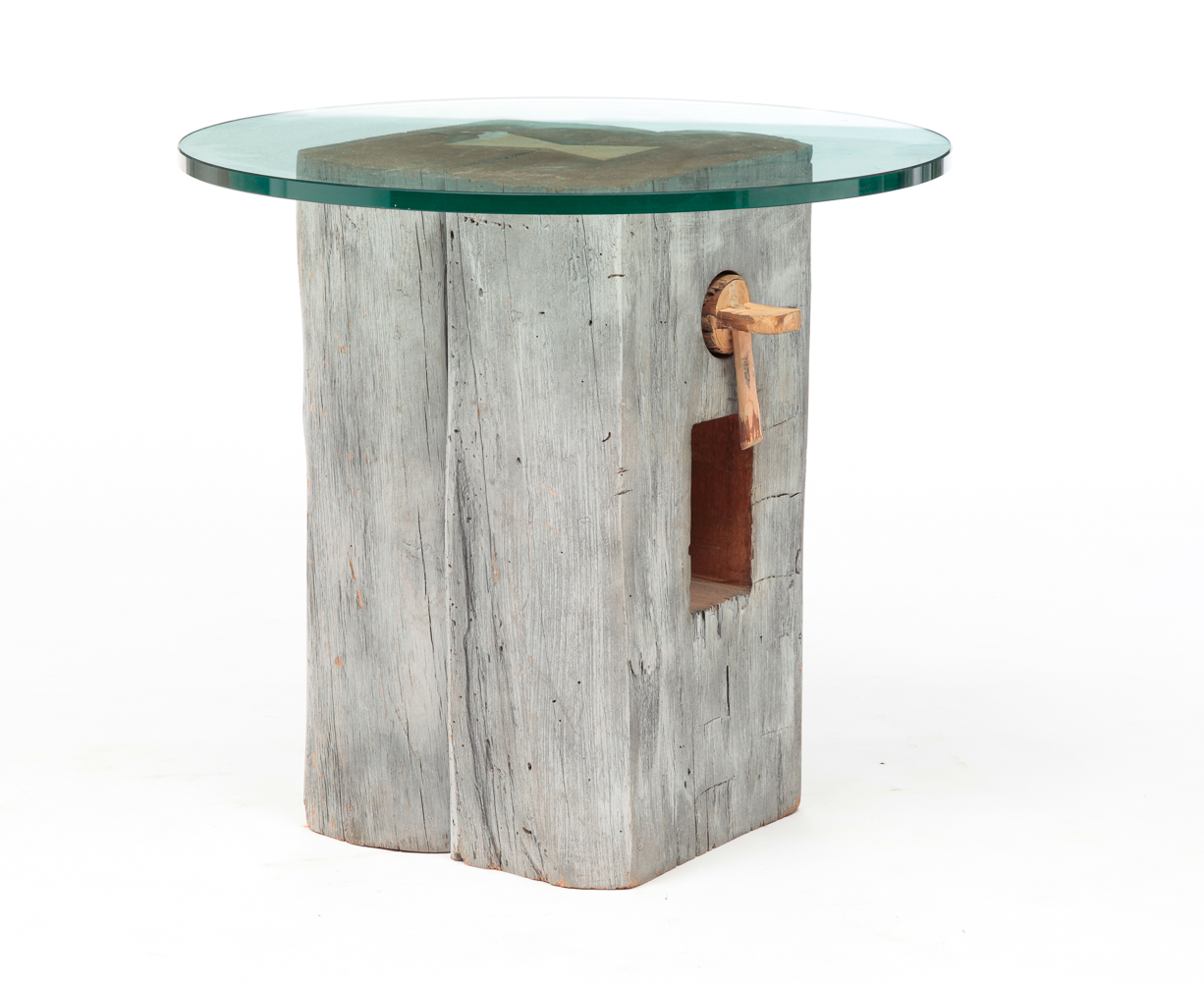 USABLE ART LOGJAM END TABLE.