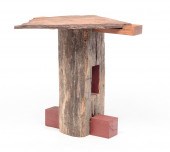 USABLE ART LOGJAM END TABLE. D
