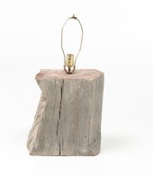 USABLE ART LOGJAM TABLE LAMP.