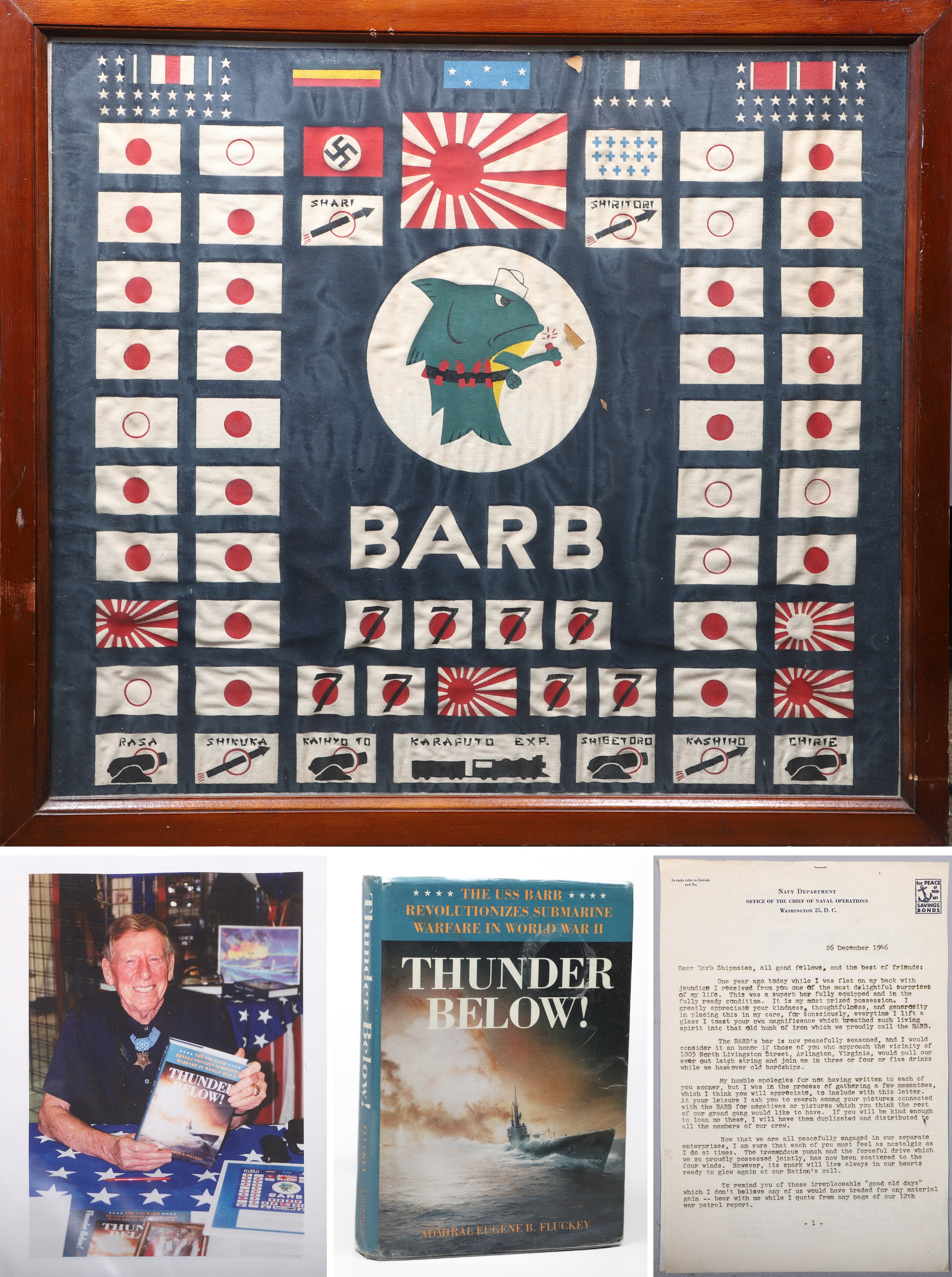 USN USS Barb WWII battle flag and