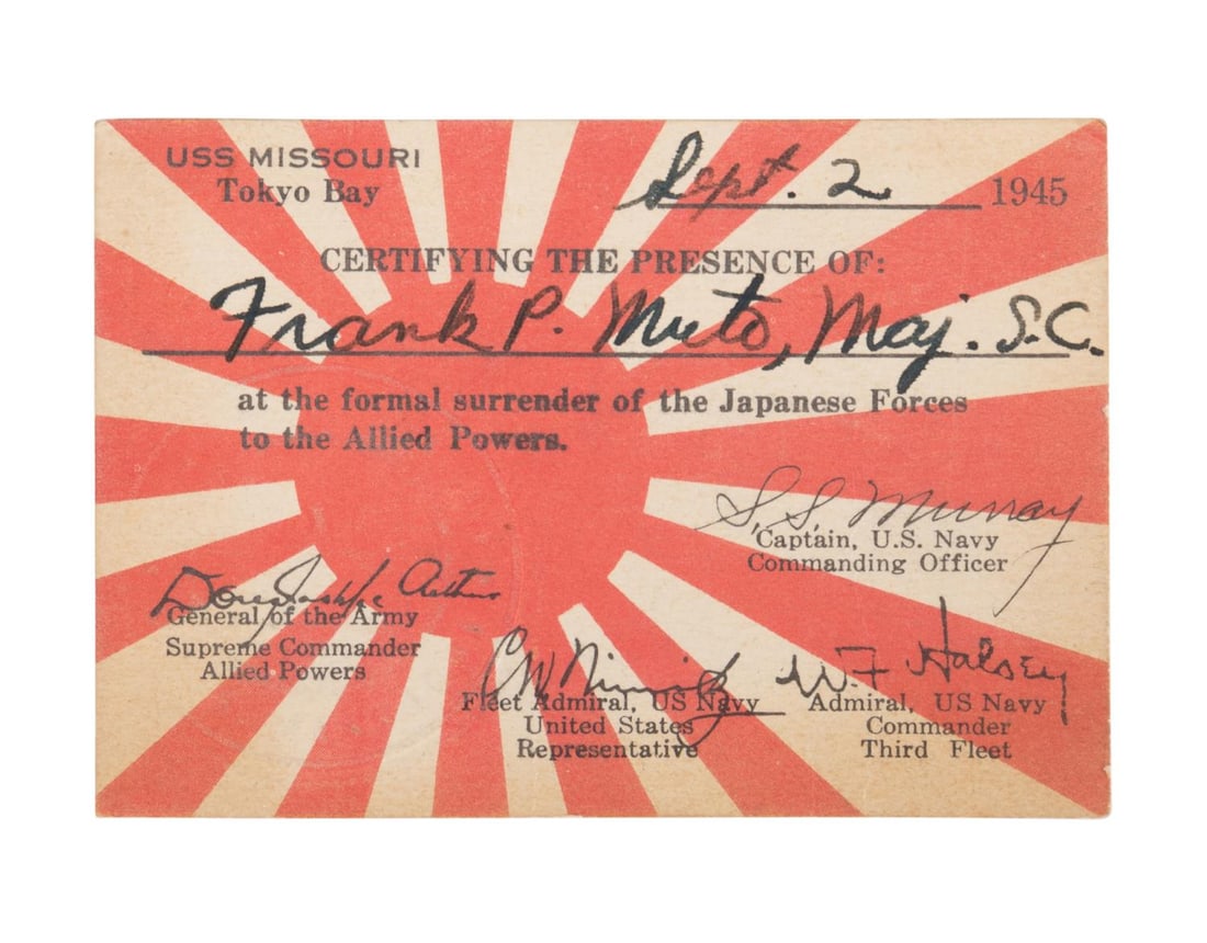 USS MISSOURI SURRENDER CARD