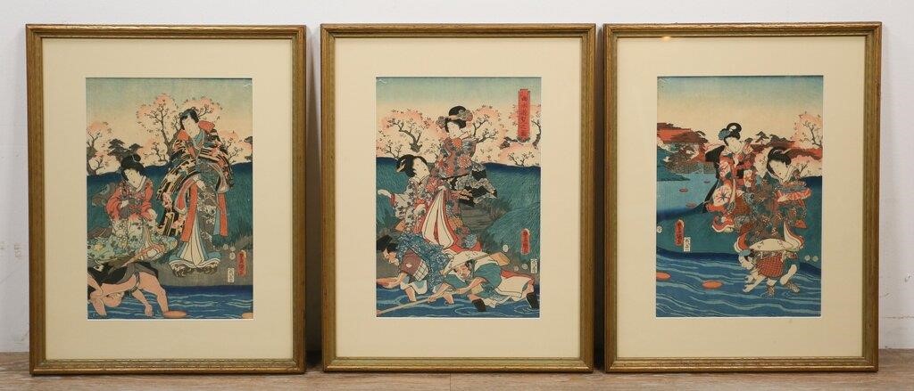UTAGAWA KUNISADA TRIPTYCH WOODBLOCK