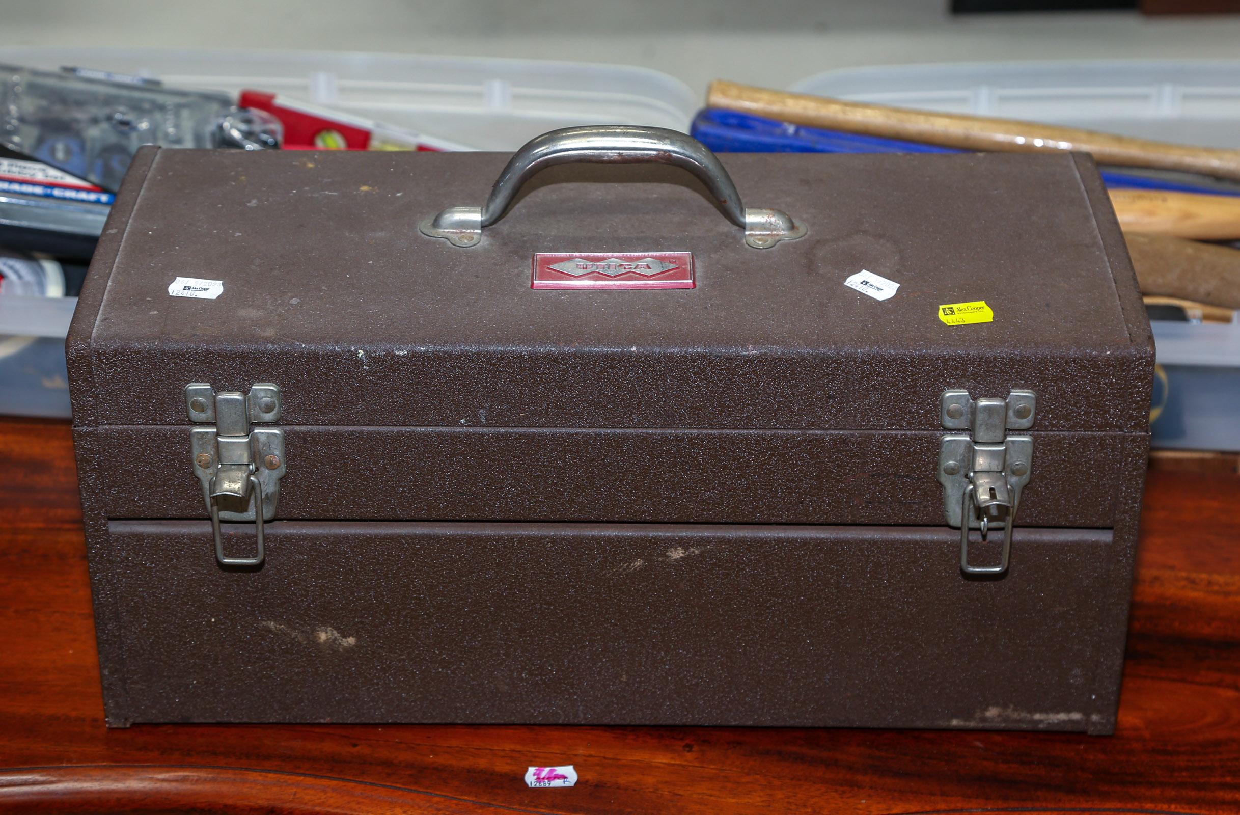 UTICA STEEL TOOL TOTE BOX With some