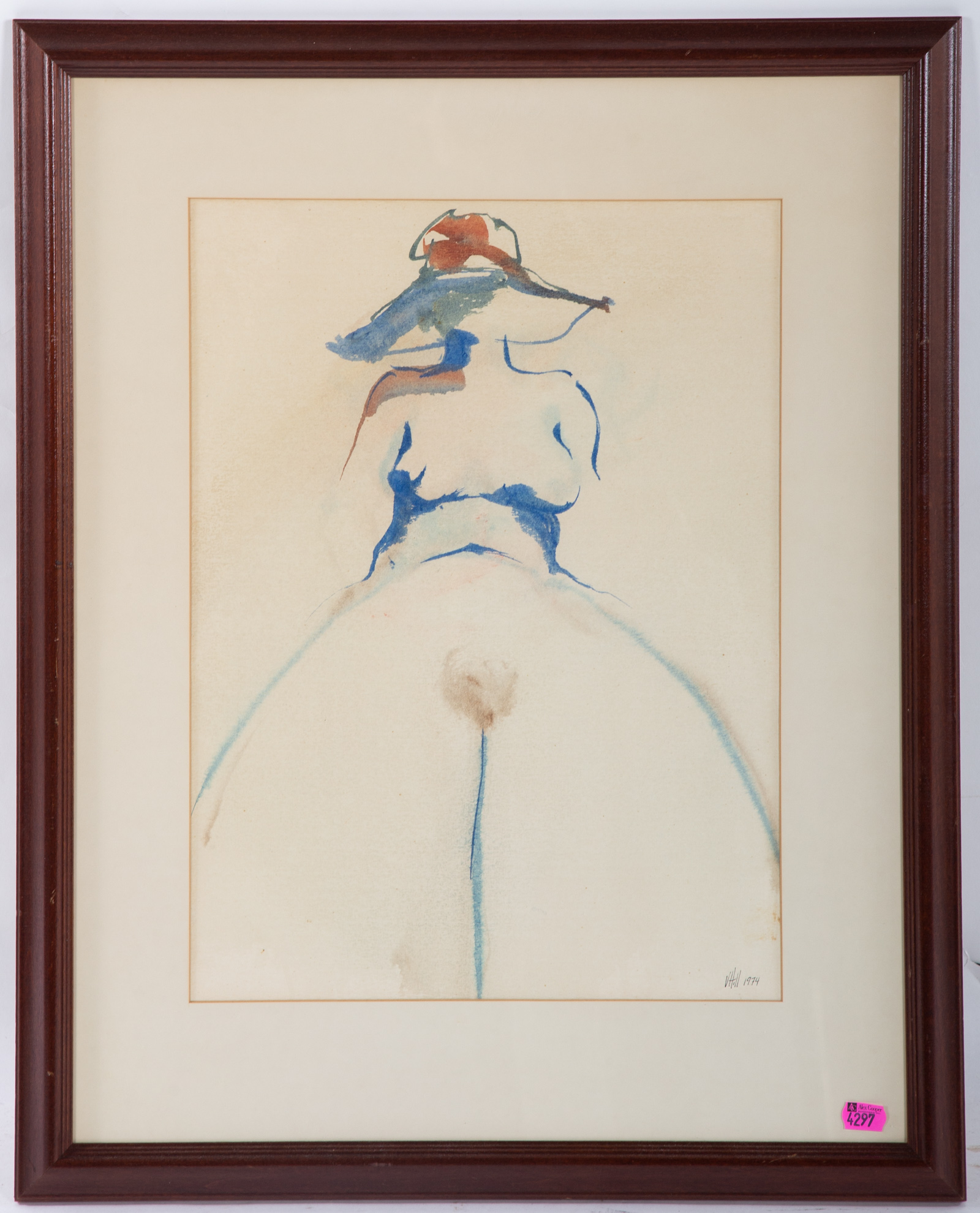 V. HILL. "THIGH LADY," WATERCOLOR