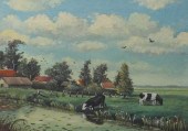 V. WELL, COWS AT PASTURE, OIL