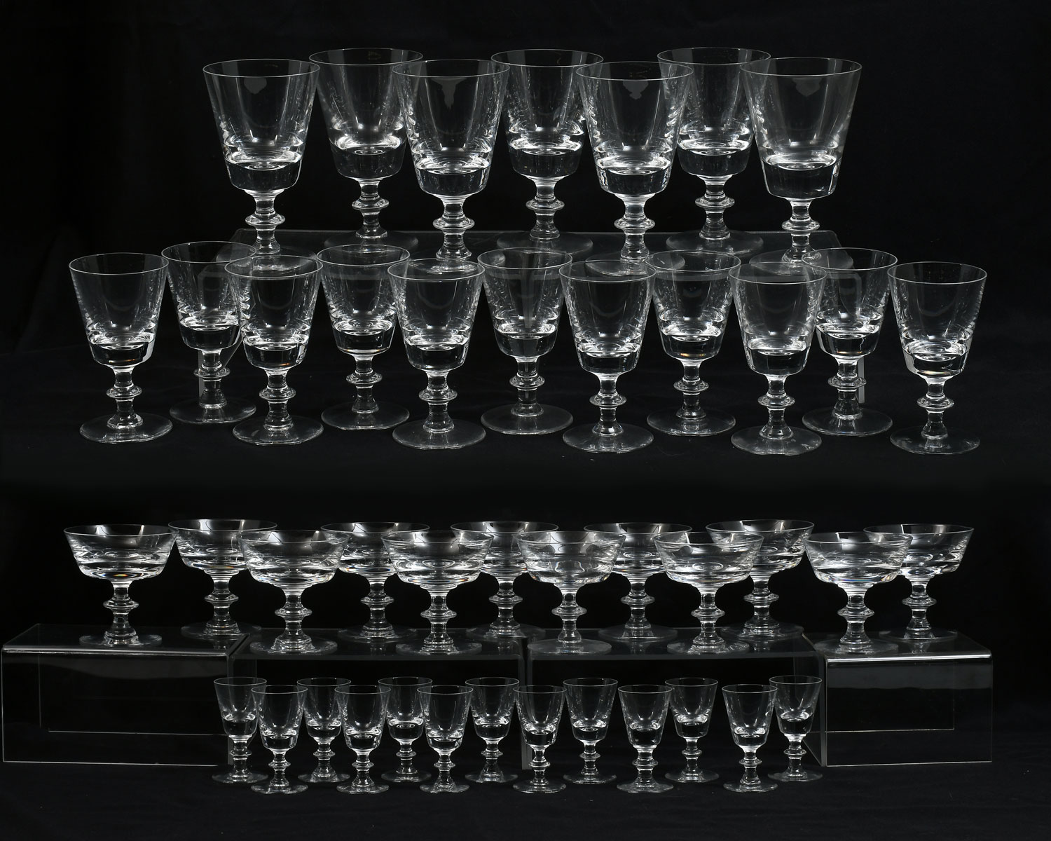 VAL ST. LAMBERT CRYSTAL STEMWARE:
