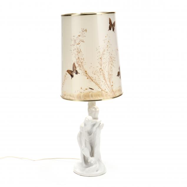 VAN BRIGGLE, FIGURAL POTTERY LAMP