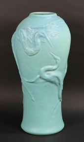 VAN BRIGGLE POTTERY VASE CRANE