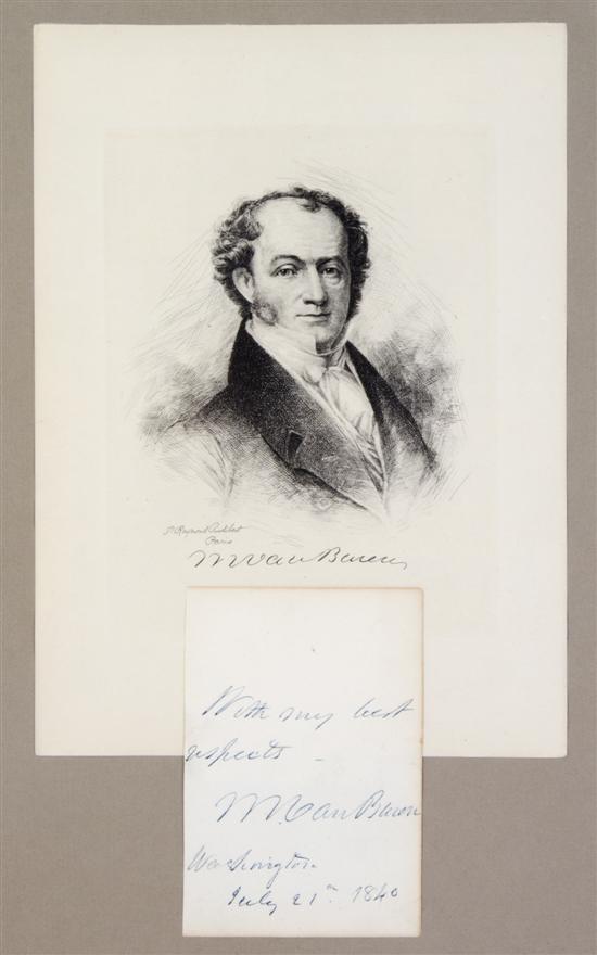 *VAN BUREN MARTIN Autograph note