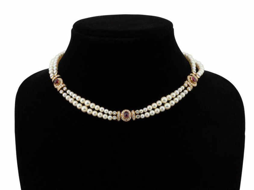 VAN CLEEF PEARL, RUBY & DIAMOND 18K