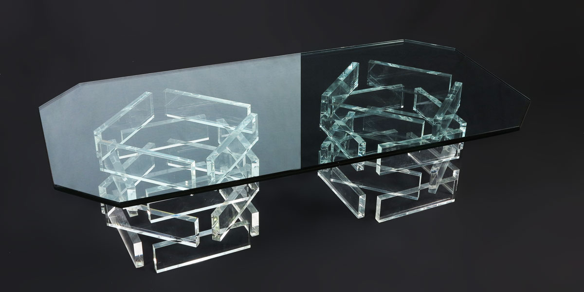 VAN TEAL STYLE LUCITE BASE TABLE: