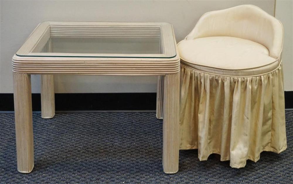 VANITY STOOL AND A GLASS TOP END