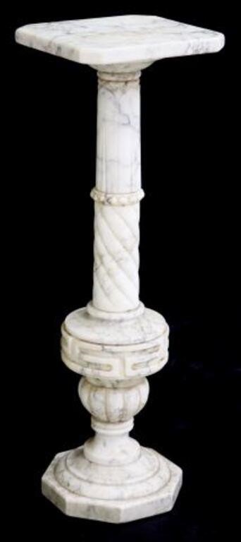 VARIEGATED WHITE ALABASTER PEDESTAL