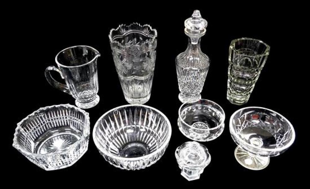 VARIETY OF CUT GLASS PIECES, NINE