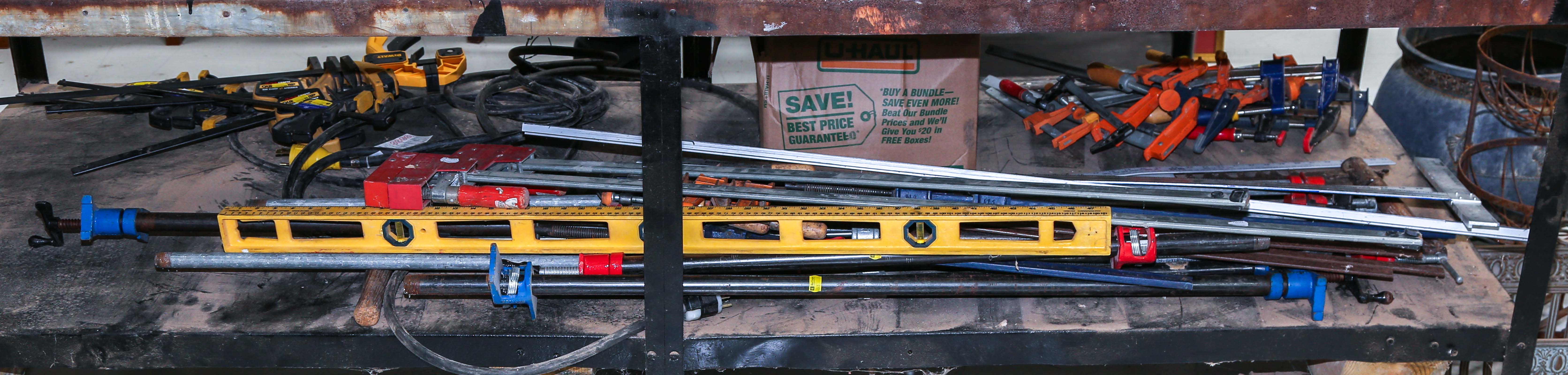 VARIOUS BAR CLAMPS, RULERS,