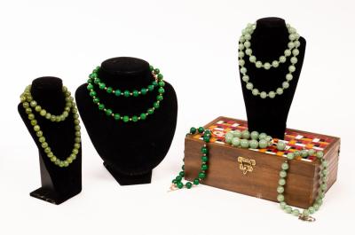 Various jadeite bead necklaces
