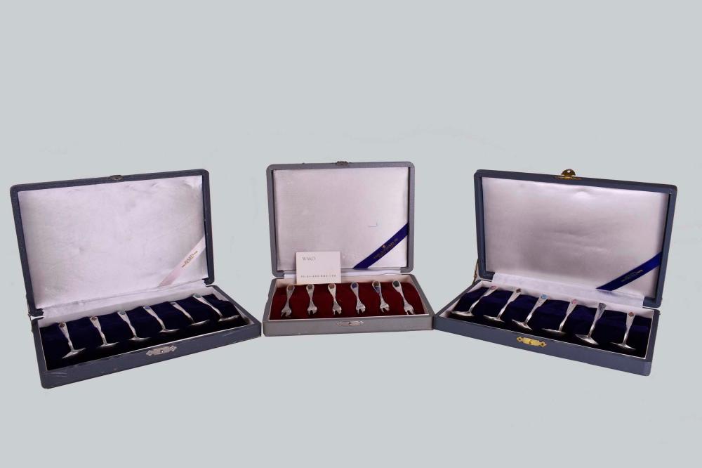 VARIOUS SILVER OYSTER FORKS, CAVIAR