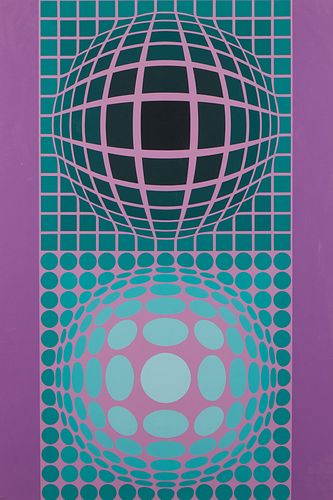 VASARELY "OLTAR-ZOELD" OP-ART