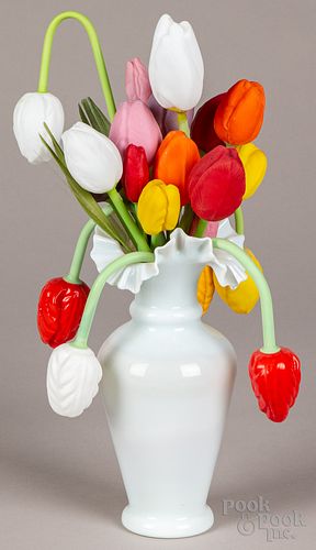 VASE OF BLOWN GLASS TULIPSVase of