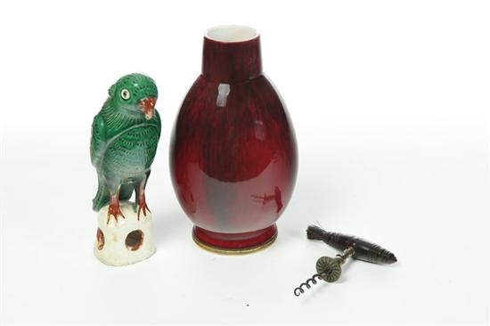 VASE  OWL FIGURE AND CORKSCREW. 