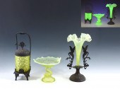 VASELINE GLASS COMPOTE, PICKLE