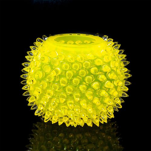 VASELINE GLASS YELLOW HOBNAIL VASE,