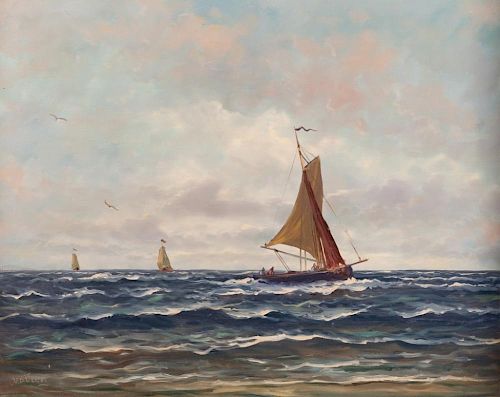 V.D. VELDE SEASCAPE OIL ON