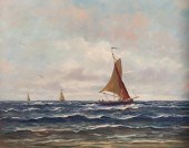 V.D. VELDE SEASCAPE OIL ON BOA
