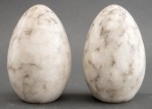 VEINED CARRARA MARBLE EGGS, 2