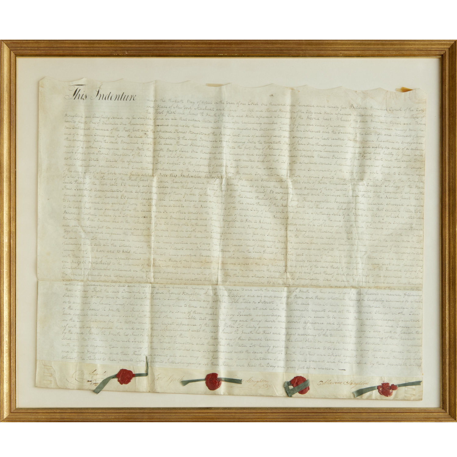 VELLUM LAND INDENTURE, 1795, NEW