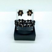VENDOME BLACK FLOWER CLIP ON E