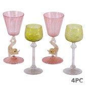 VENETIAN AND GREEN ETCHED WINE