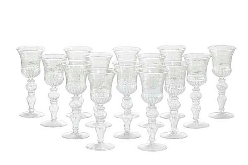 VENETIAN BLOWN CLEAR GLASS GOBLETSA