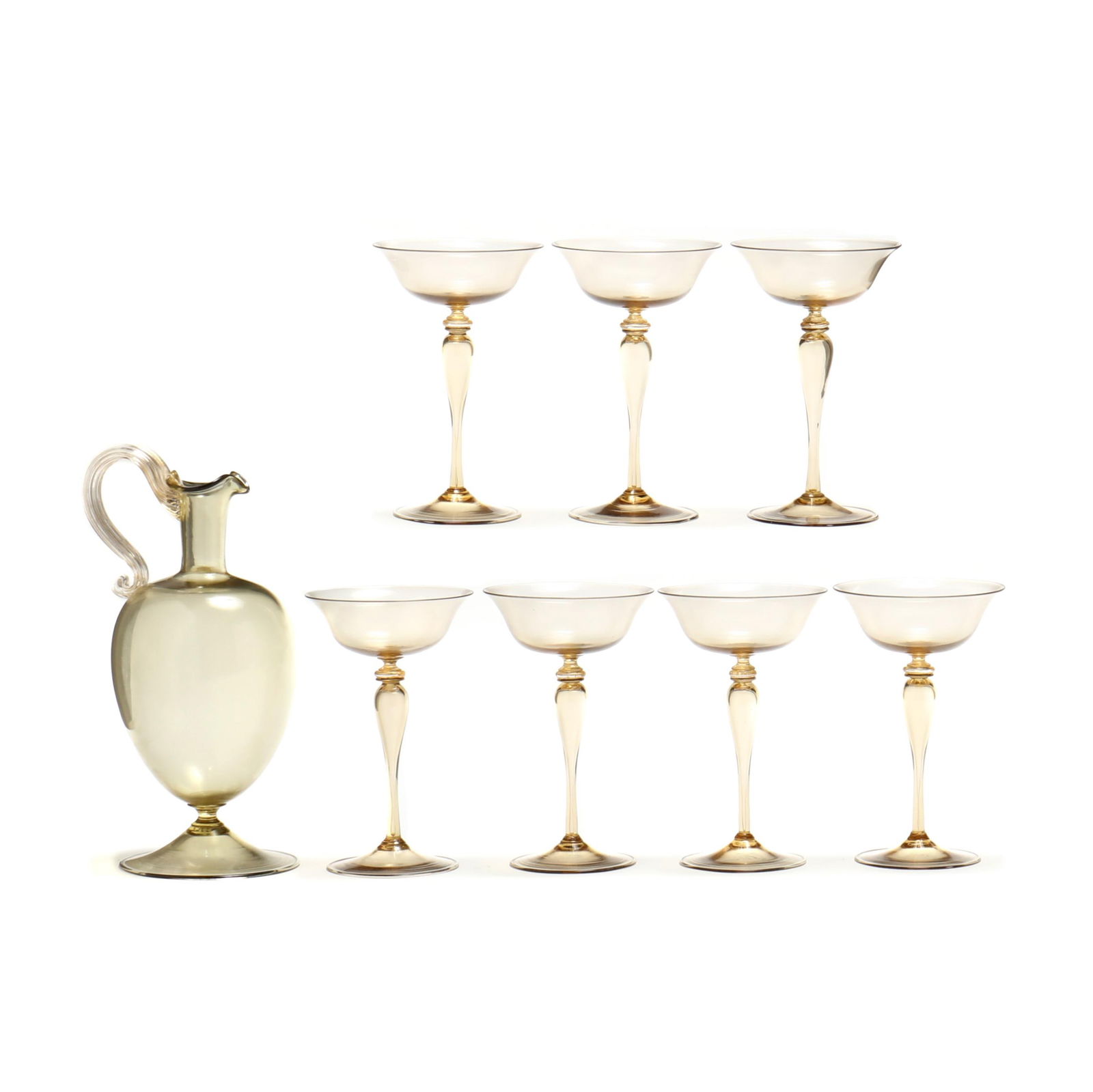 VENETIAN BLOWN GLASS DECANTER AND