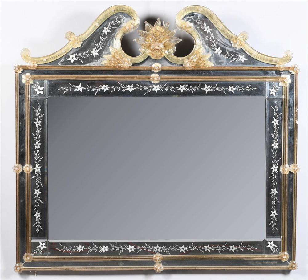 VENETIAN ETCHED AND AMBER GLASS