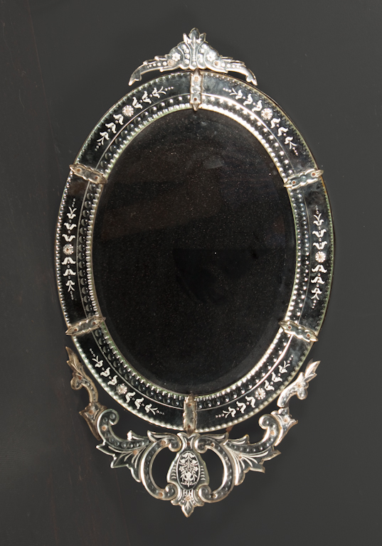 Venetian etched beveled glass