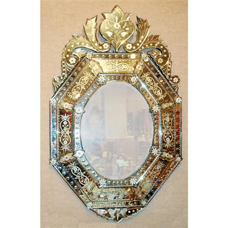 Venetian Etched Glass Mirror 	 
