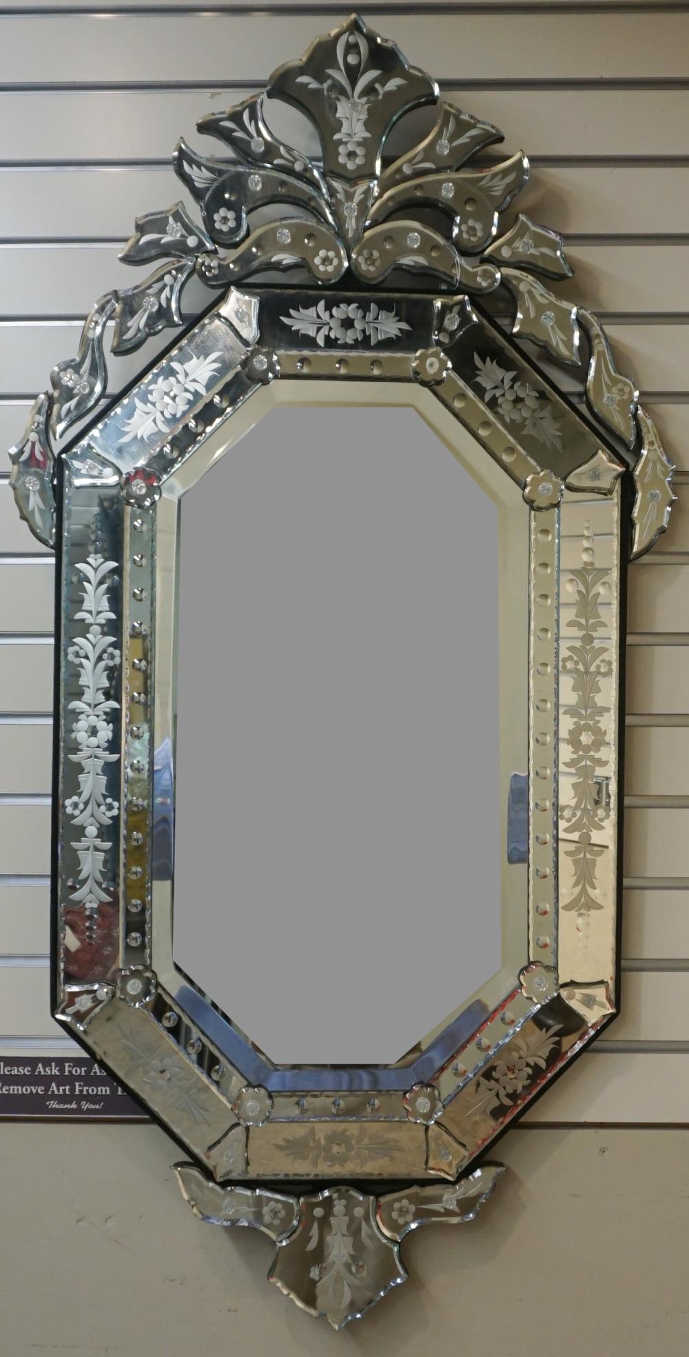 VENETIAN ETCHED MIRROR, 48 X 24 IN.