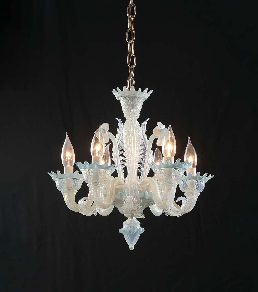 VENETIAN GLASS CHANDELIER: 6- Light