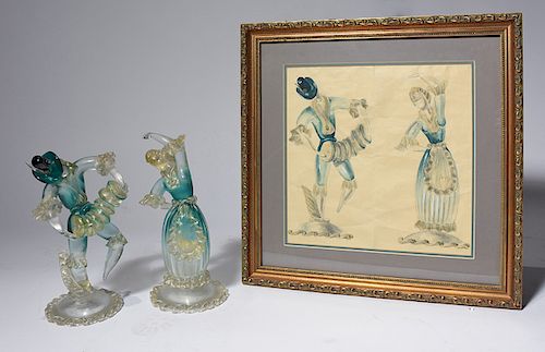 VENETIAN GLASS DANCERS WITH MODEL