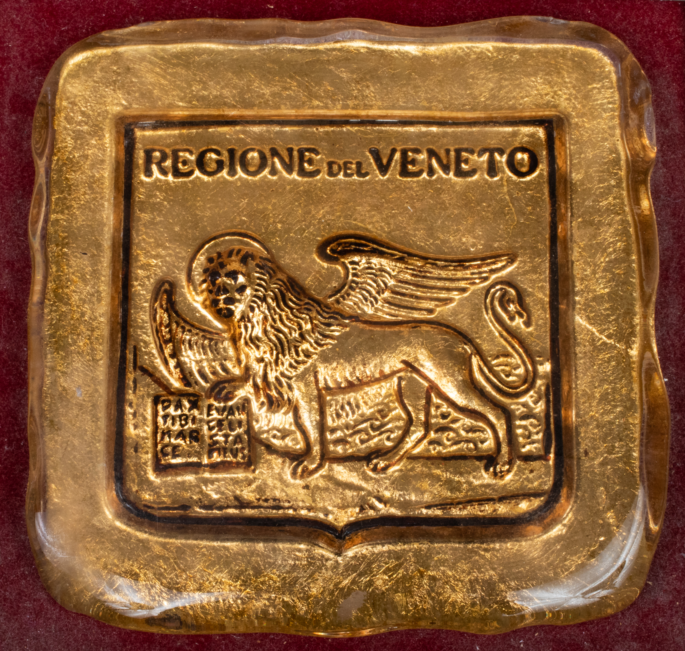 VENETIAN GLASS FRAMED GLASS LION