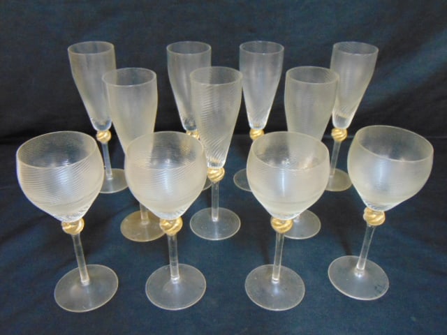VENETIAN GLASS STEMS, 4 WINE