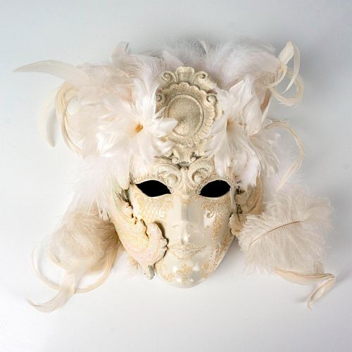 VENETIAN MASK, WHITE AND CREAM WITH