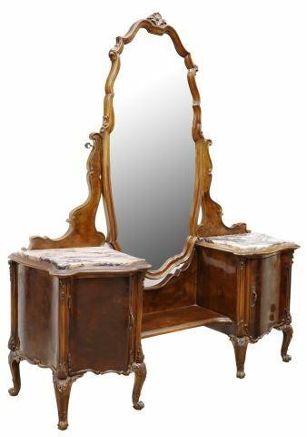 VENETIAN MIRRORED MARBLE-TOP WALNUT