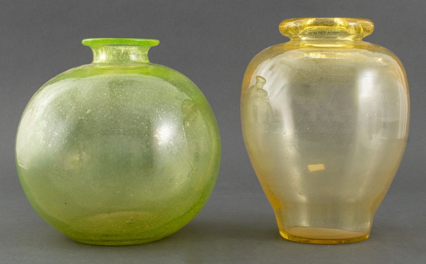 VENETIAN MURANO SEEDED GLASS VASES,