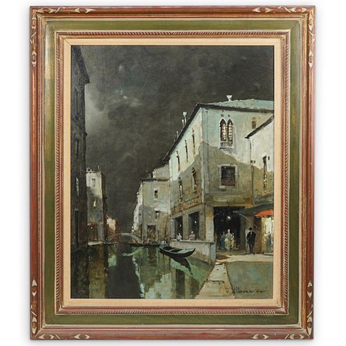 VENETIAN NIGHT SCENE SIGNED OIL
