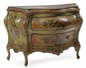 VENETIAN PAINTED BOMBE COMMODE